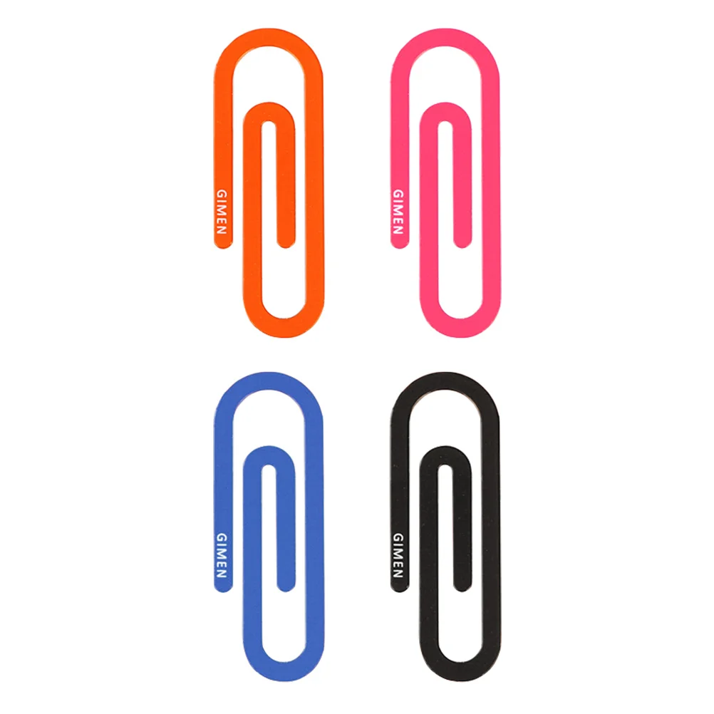 4 Pcs Paperclip Bookmark Versatile Clips Bright Color Reading Markers Korean Version Unique Portable Iron Page Exquisite