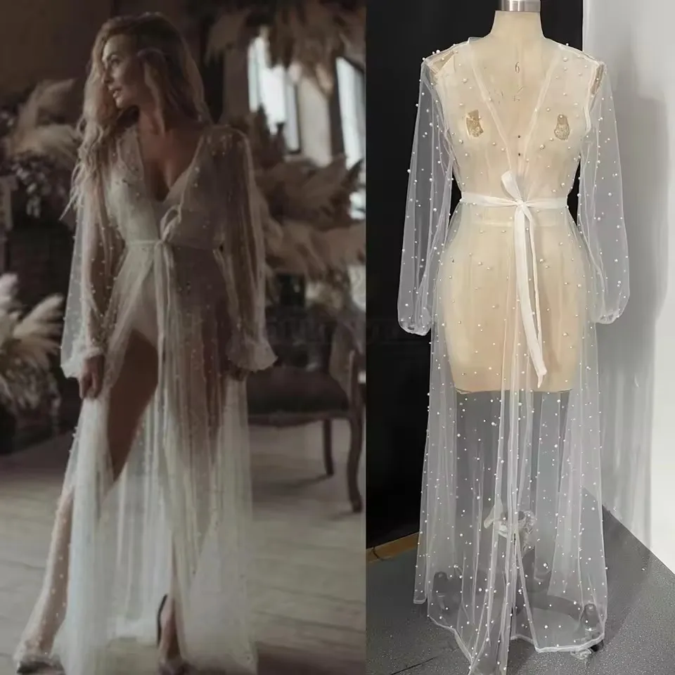 Fur Robe For Women Wedding Morning Robe Side High Split Sexy Pajamas Bride Silk Robe Long Feather Sleeve Female Elegant Dress