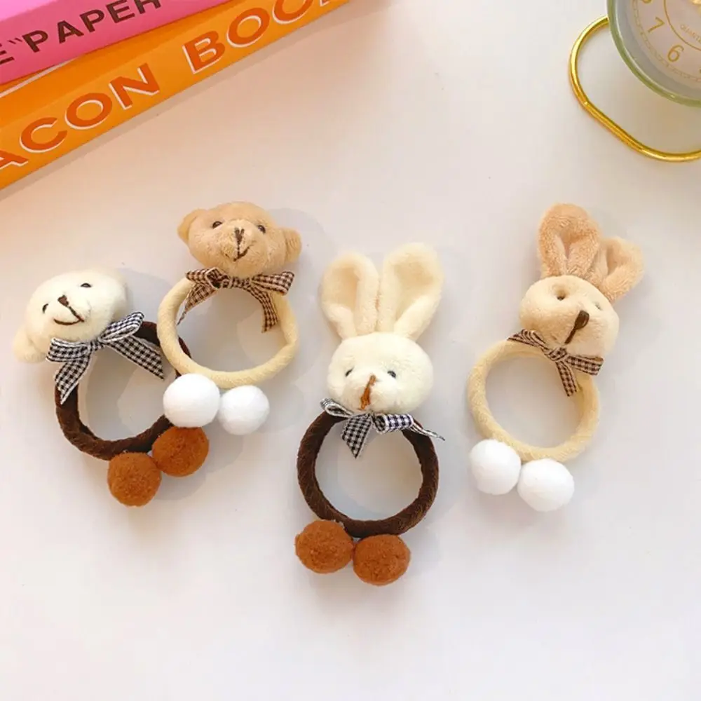 

Korean Style Bear Hair Rope Lovely Ponytail Holder High Elastic Rabbit Plush Hair Tie Rubber Band Headdress Cute Hair Tie Party