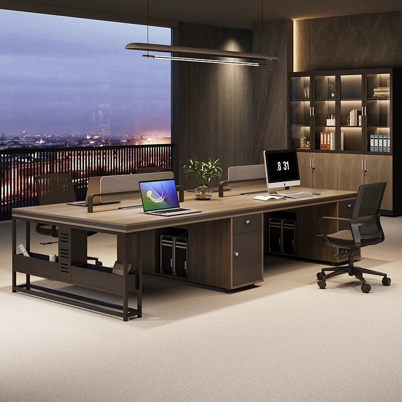 Pessoal de mesa, mesas e cadeiras simples e modernas, cabine de escritório para quatro pessoas de 8/6 pessoas, mesa de finanças de estação de trabalho