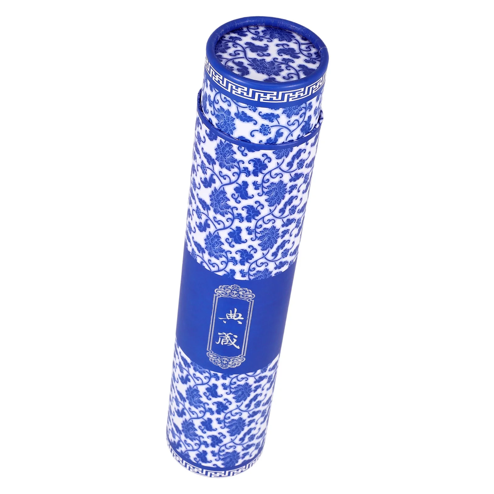 Calligraphy Scroll Collection Blue and White Porcelain Painting Box Poster Large Tube