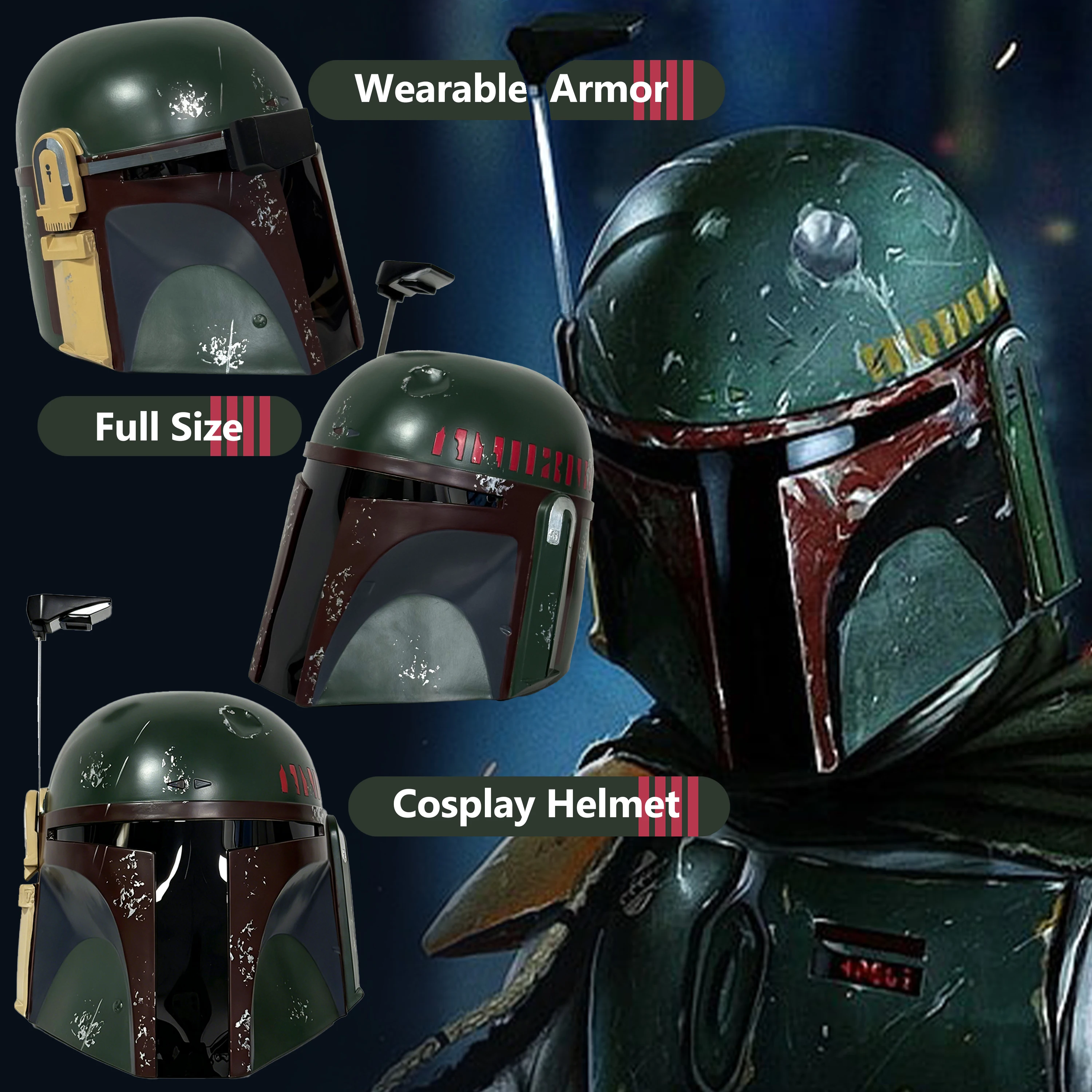 PHS Boba Fett Cosplay PVC Helmet Mask Force Link Costume Prop Party Collectible Gift