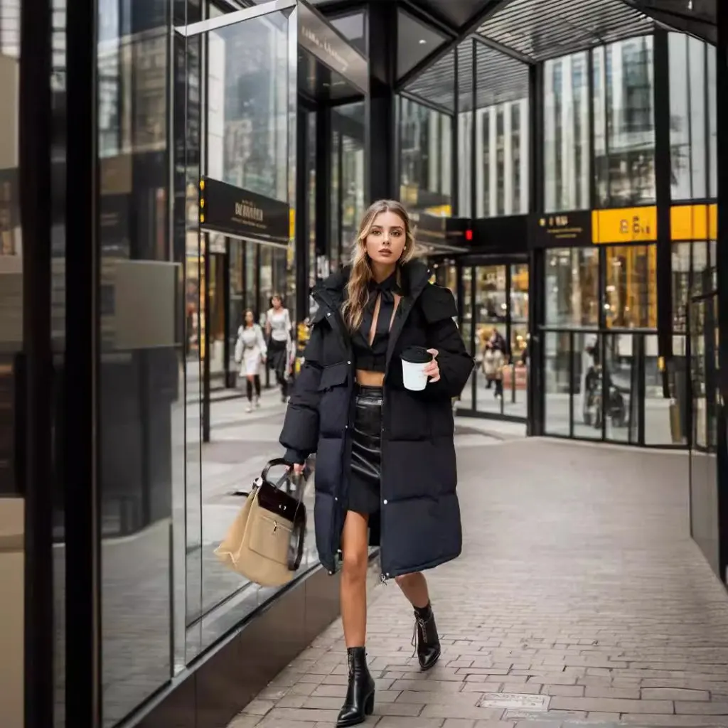 겨울 여성용 솜 패딩 재킷 중간 길이 무릎 아래 다용도 슬림 핏 패션 코트 학생용 신상품