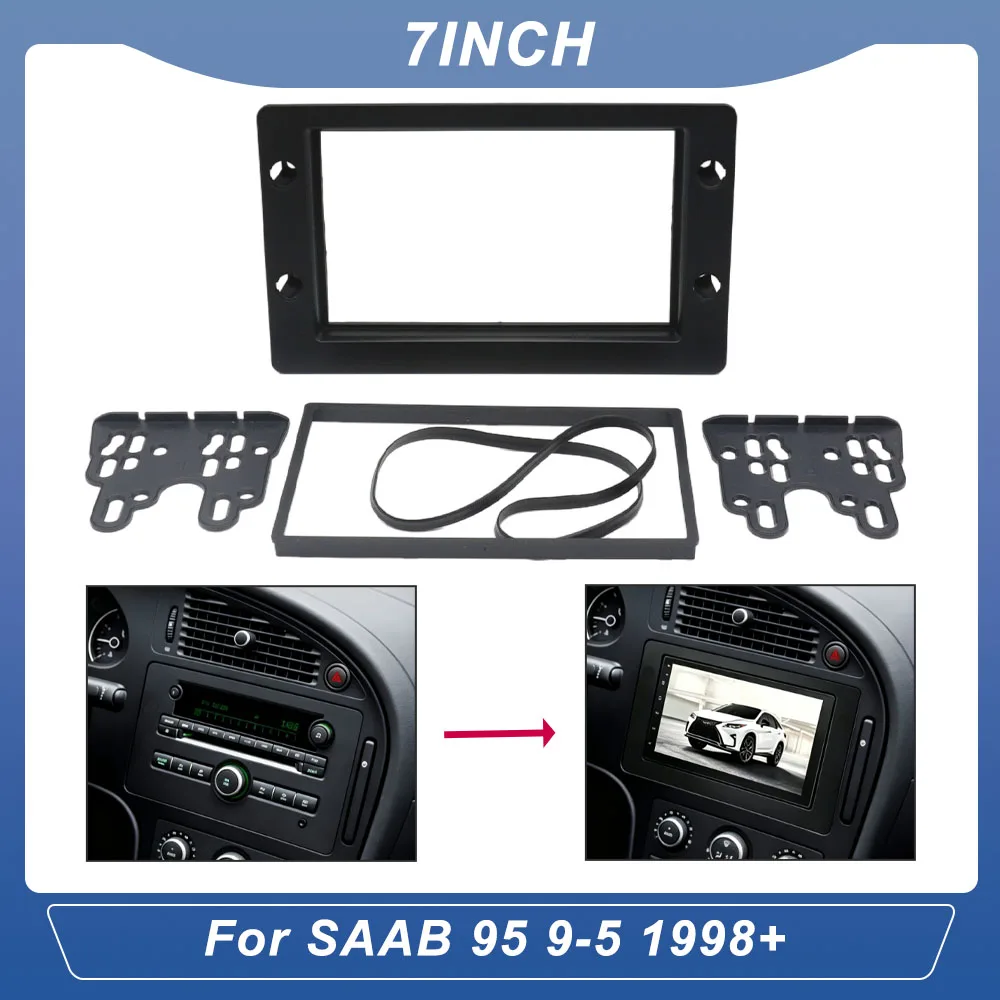 7 Inch ABS Stereo Fascia For Saab 9-5 95 1998-2005 2DIN Dash Kit With Canbus Wiring Harness
