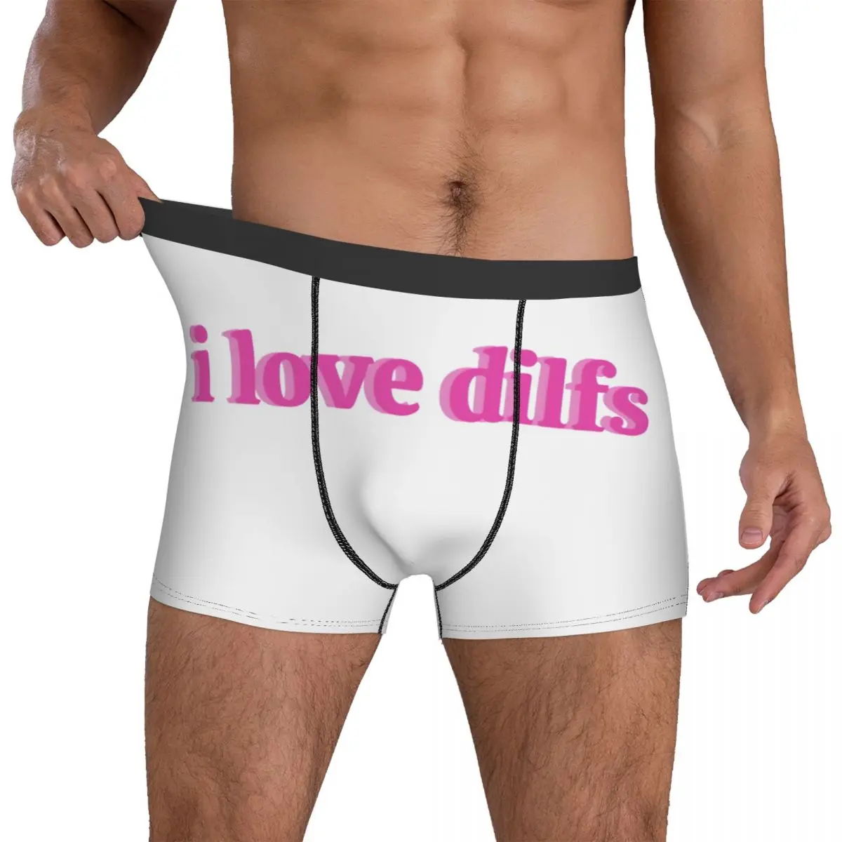 

Pink I Love Hot Dads Underwear dilfs Men Panties Print Sexy Trunk High Quality Boxer Brief Large Size