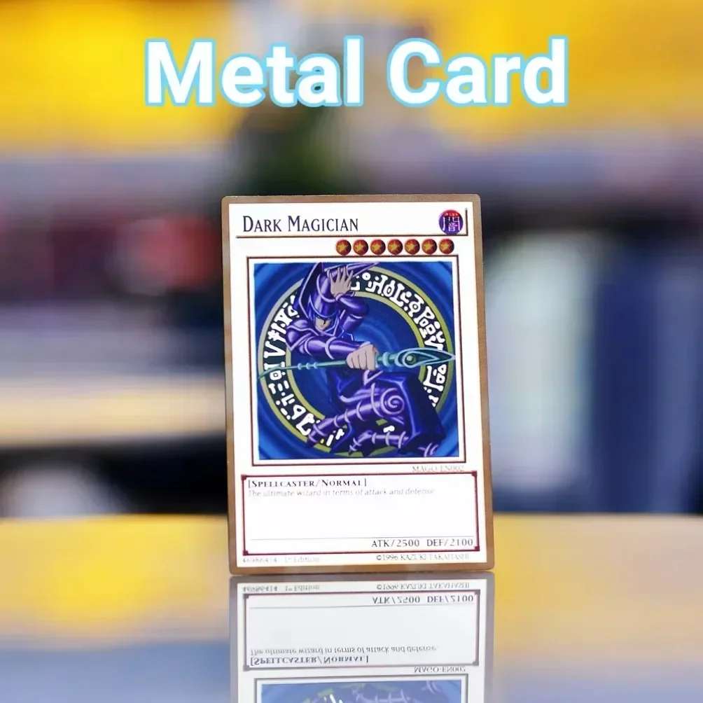 Metal Yugioh Cards Golden Iron Yu Gi Oh Card Dark Magician Girl Blue Eyes White Dragon Obelisk Slifer Ra Anime Games Cartas Toys