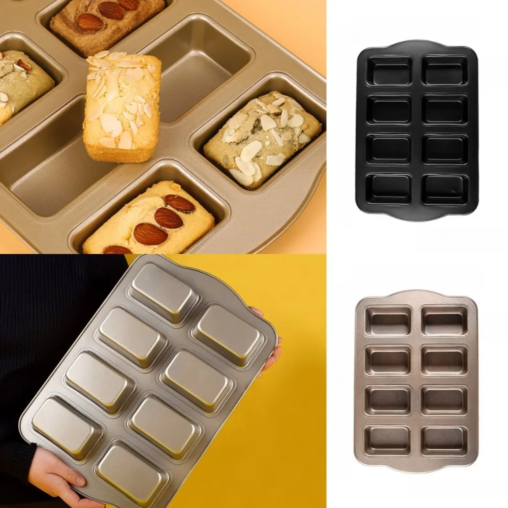 

New 8-Cavity Mini Loaf Pans Carbon Steel Non-stick Tiny Banana Bread Pan Rectangular Baking Mold Kitchen Accessories