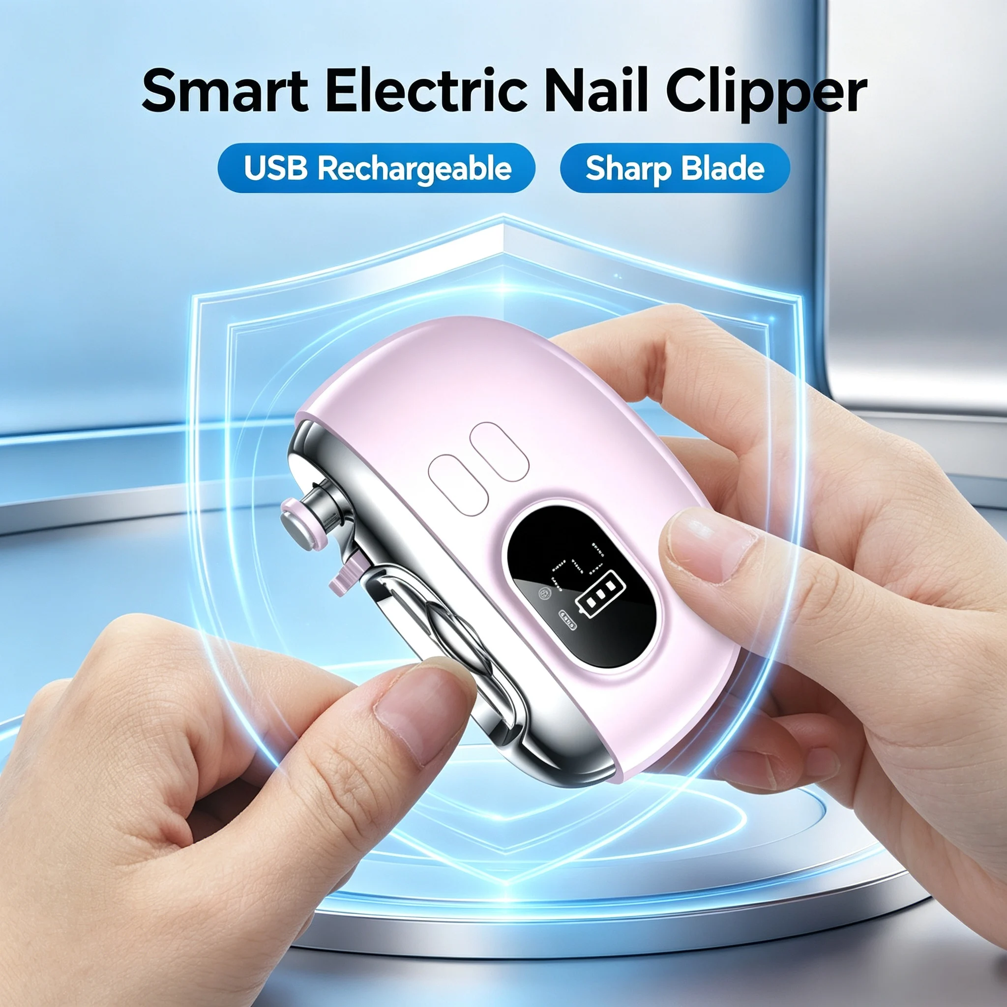 All Family Usable Electric Nail Clipper, Compact Portable Design, HD Magnifying Lens, Auxiliary Light, Replaceable Grinding Head