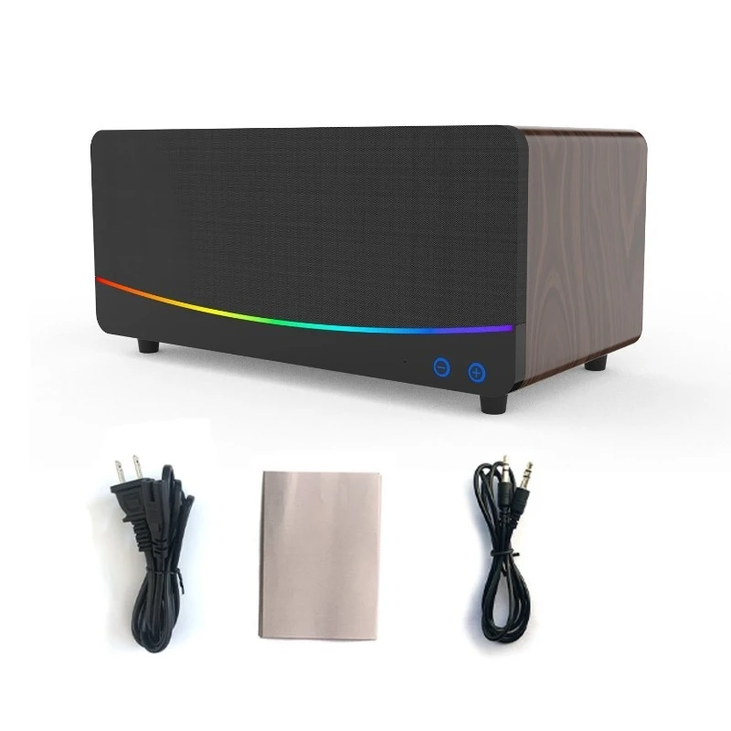 Bluetooth-колонка HIFI с мощными басами, домашний кинотеатр, атмосферная подсветка, деревянная стеллажная стереосистема