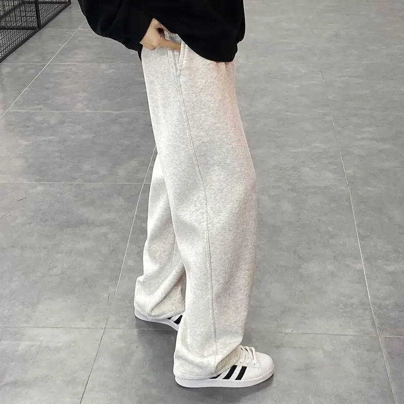 Men's Solid Color Straight Leg Sweatpants Spring Autumn Loose Casual Trousers Trendy Versatile Joggers