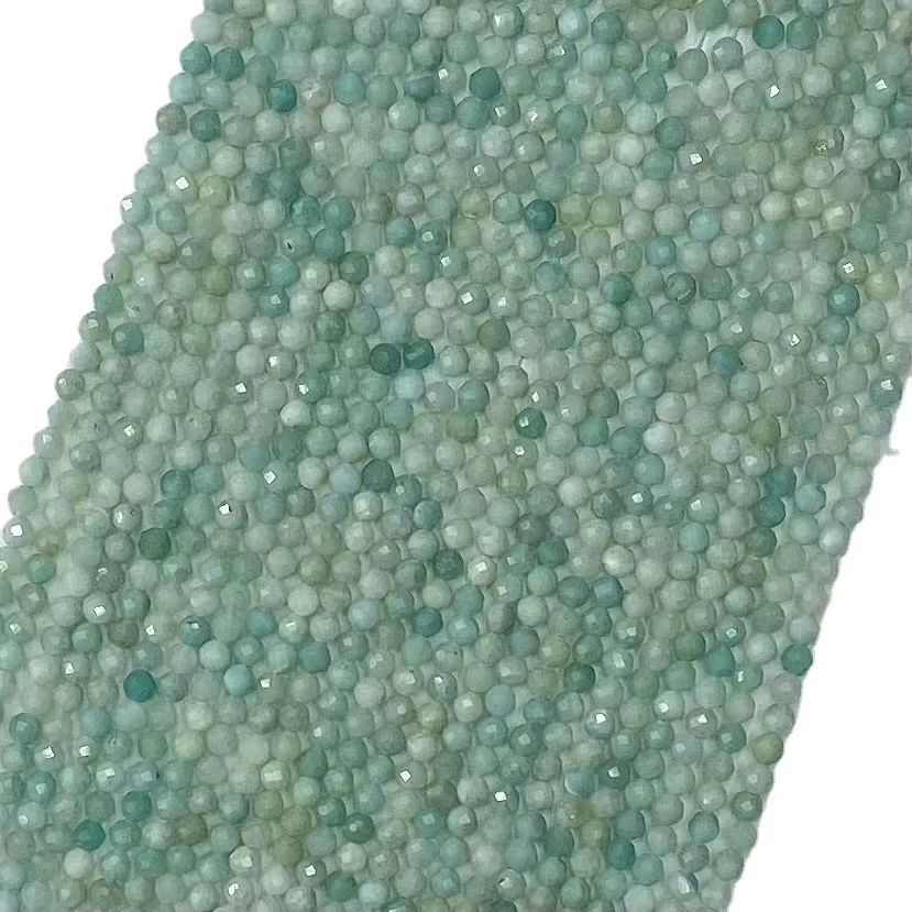 Natural Tianhe Stone Amazonite Round Faceted Loose Beads for Women Jewelry Making DIY Bracelet Necklace 38cm Gemstone Beads Gift