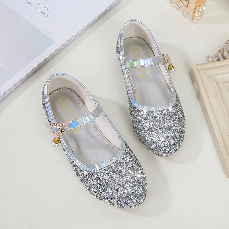 Children's Princess Shoes Spring Autumn Fashion Sequin Girls Dance Host Piano Catwalk Dress Performance Shoe Kids Casual Flats