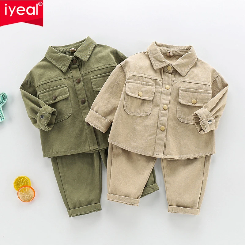 IYEAL  Spring Autumn Kids Boys Girls  Fashion and Leisure Sports Set New Children's Shirt+Long Pants 2-piece Set