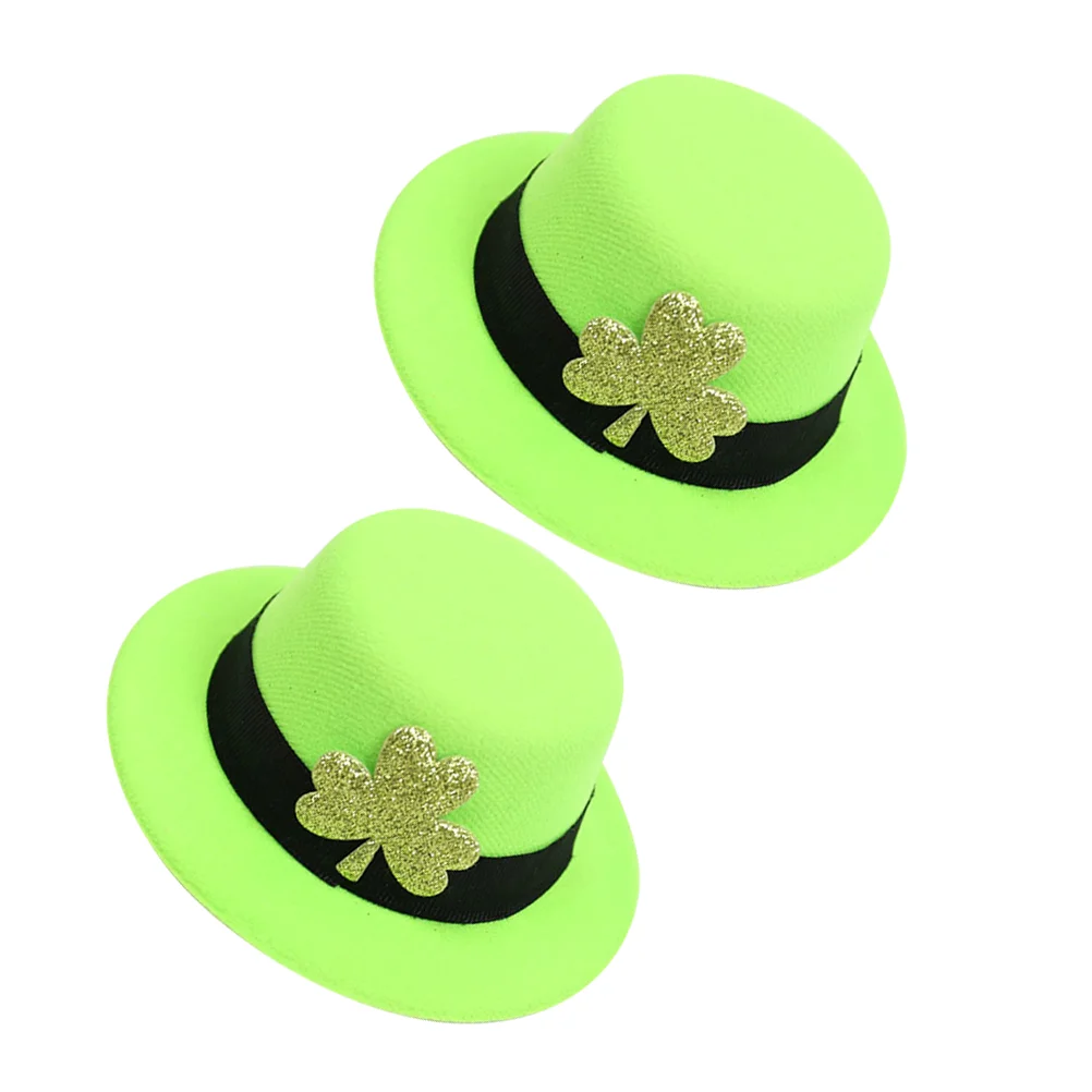 2 uds sombrero verde tarjeta para el pelo tocado del Día de San Patricio Mini Saint horquilla Festival diademas tela Tops tocado