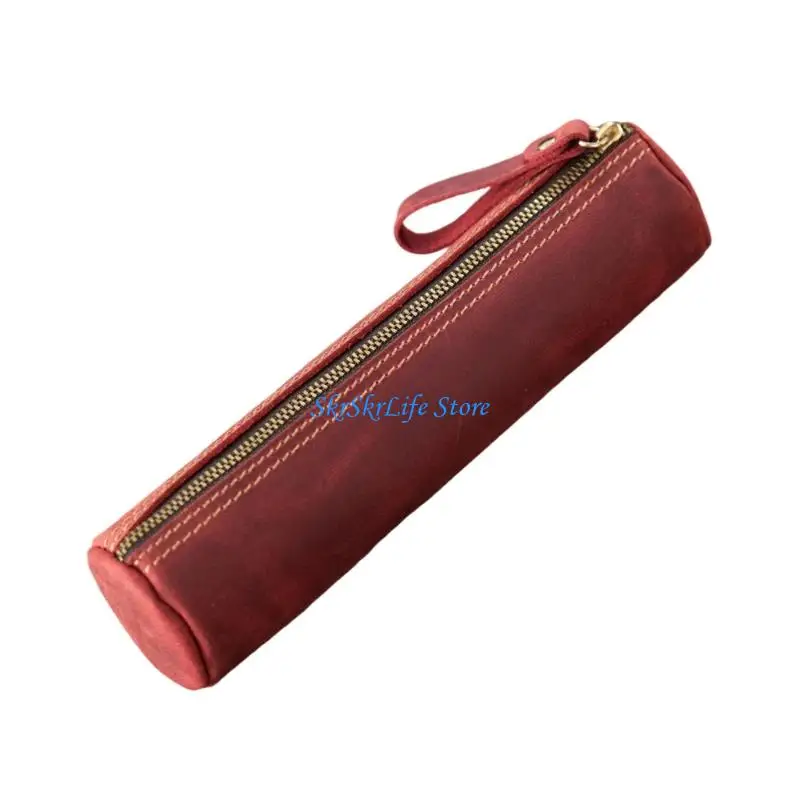 E65E Genuine Leatel Case Lápis Zíper.