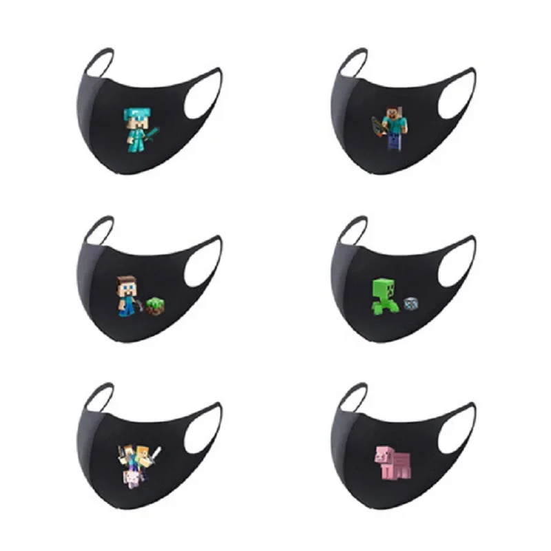 Creeper steve máscara minecrafte diamante espada boca máscara menina menino lavável à prova de poeira respirável porco modelo earmuffs máscara crianças presente