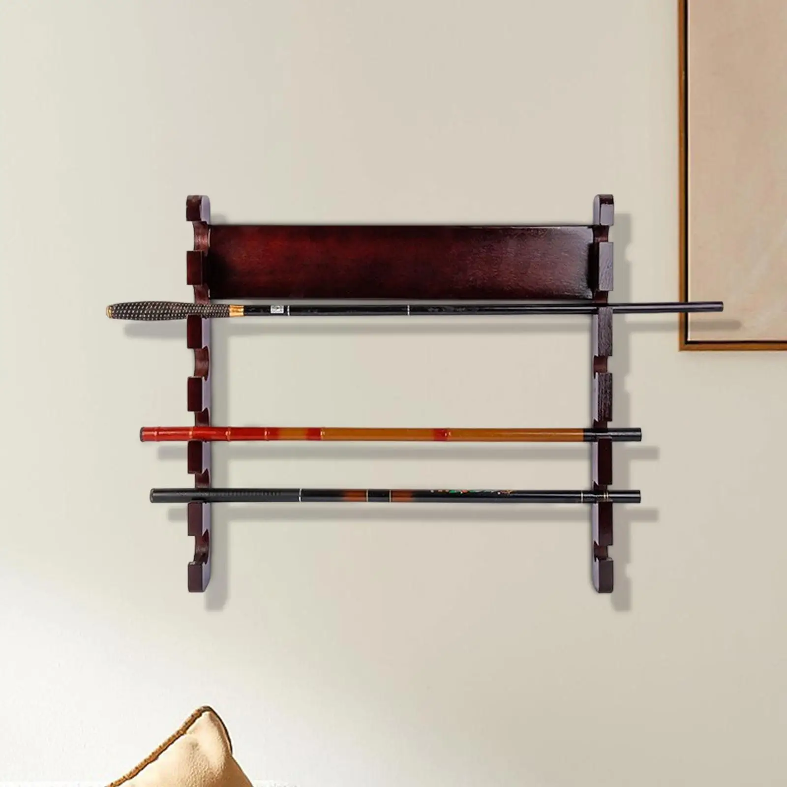 Fishing Pole Holder Fishing Rod Rack Wall Mount Fishing Rod Organizer Wood Pole Rack for Home Garage