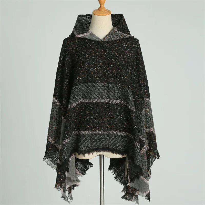 Châle chaud à capuche pour femme, capes, ponchos, cachemire, Everak, veste triangle polyvalente, nouvelle combinaison de tourisme, écharpe de mode pour adulte