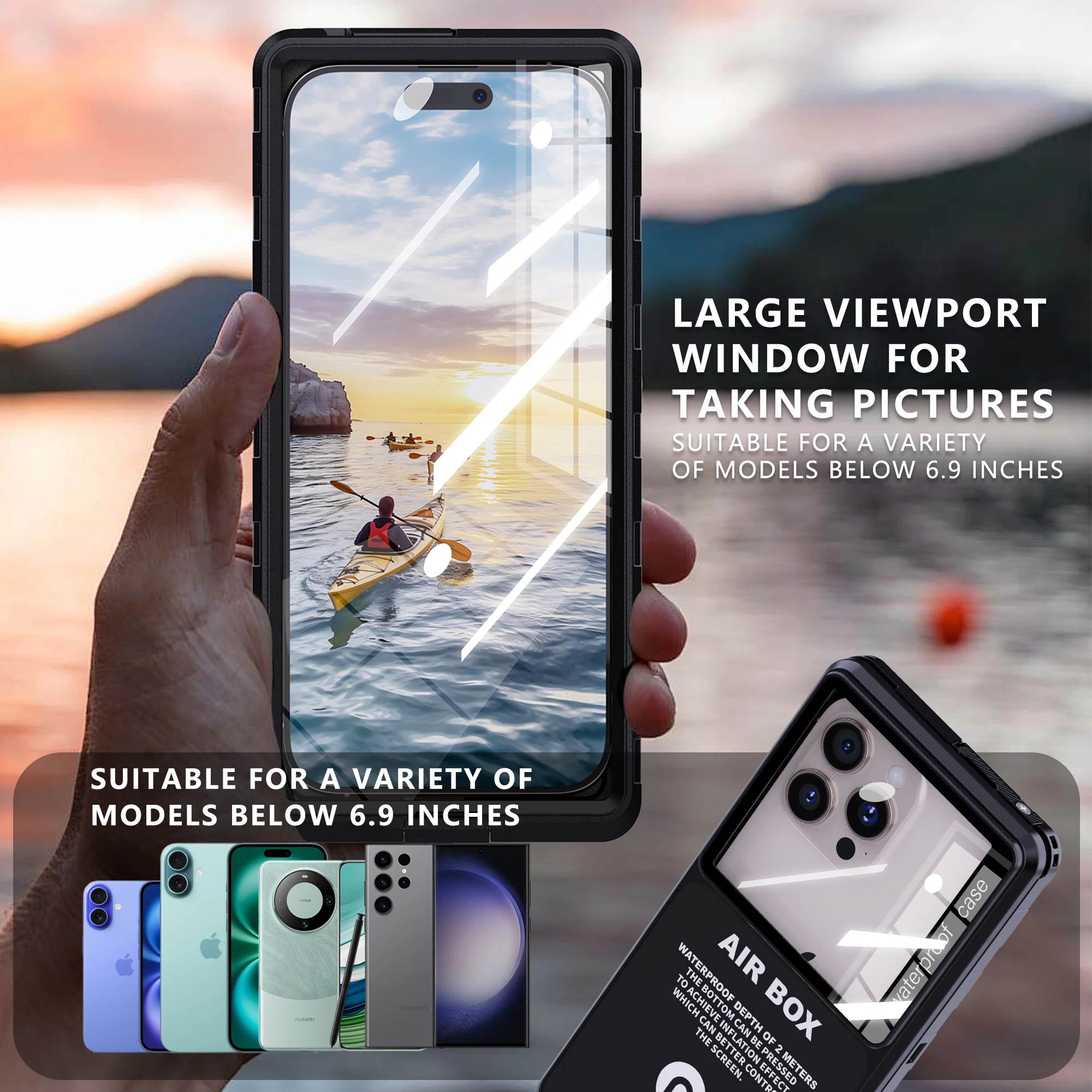 Shellbox-IP68 Waterproof Phone Case, 6.9-inch Universal, Transparent Full-Screen Touch, Drop-Proof and Underwater Photography view 5