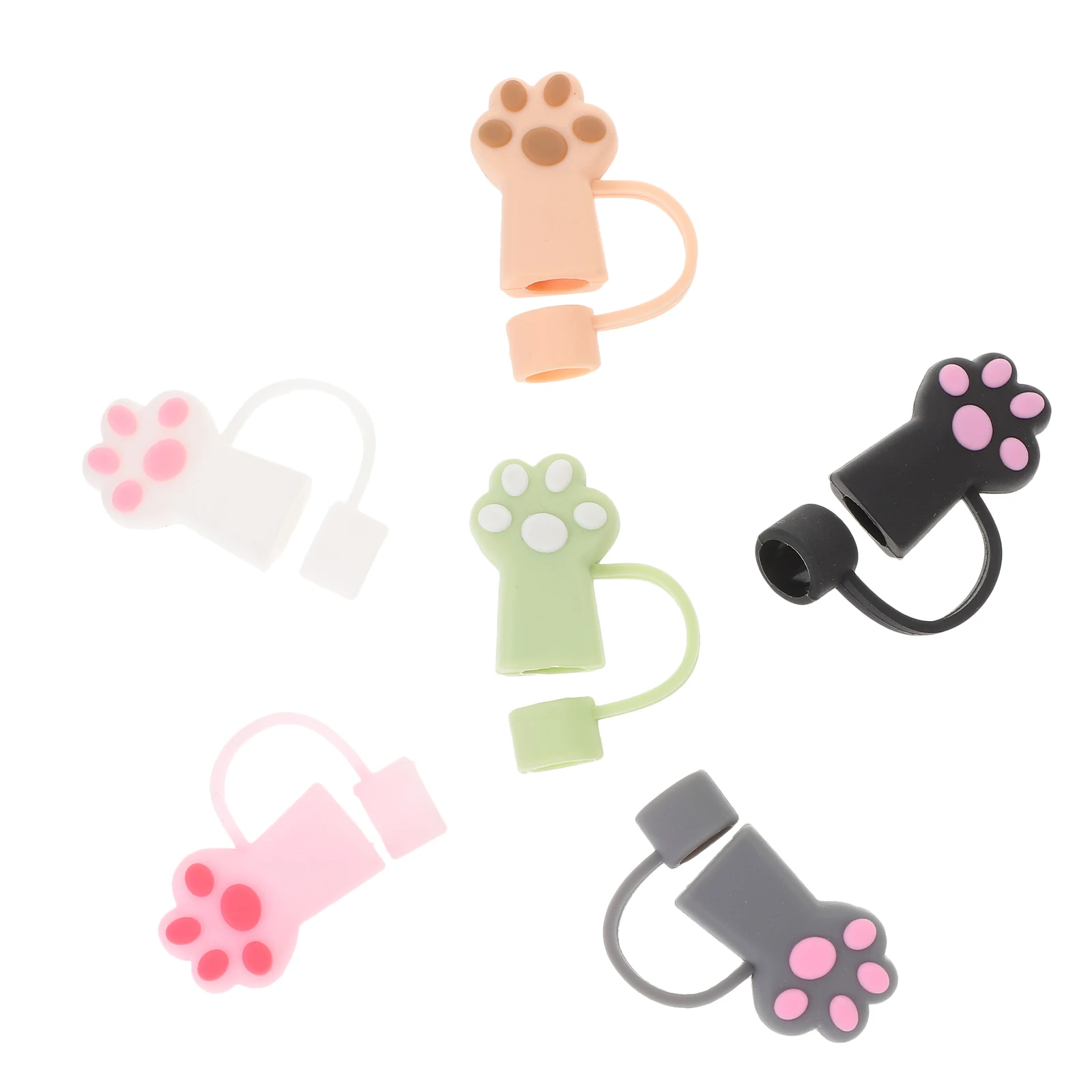 

Cat Claw Straw Caps Reusable Silicone Covers Dustproof Plug Tips Protector For Tumblers Kitchen Bar Accessories Straw Decor