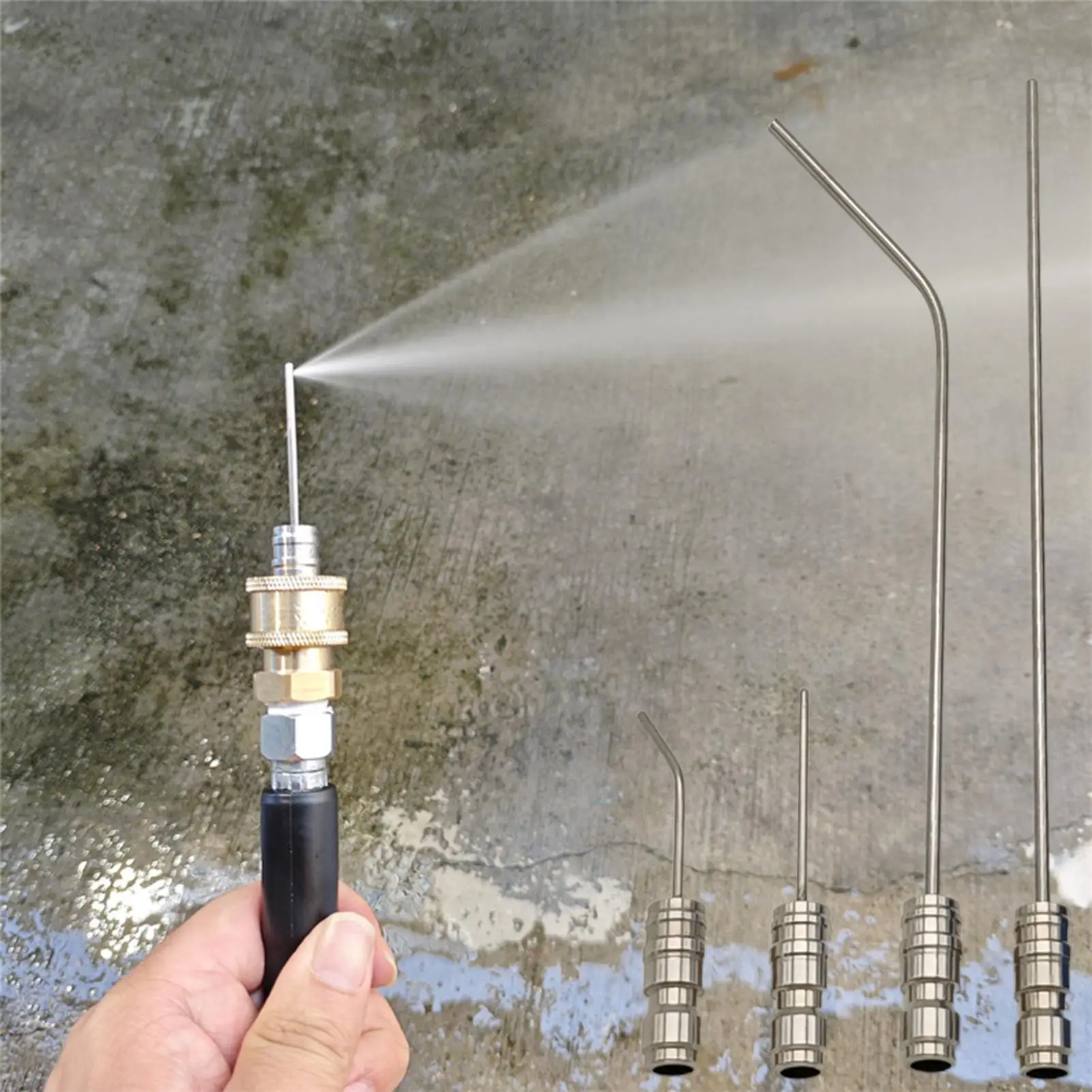 4Pcs High Pressure Washer Nozzle Set Stainless Steel Quick Connect Extension Wand For Cleaning Washing Machine Air Conditioner