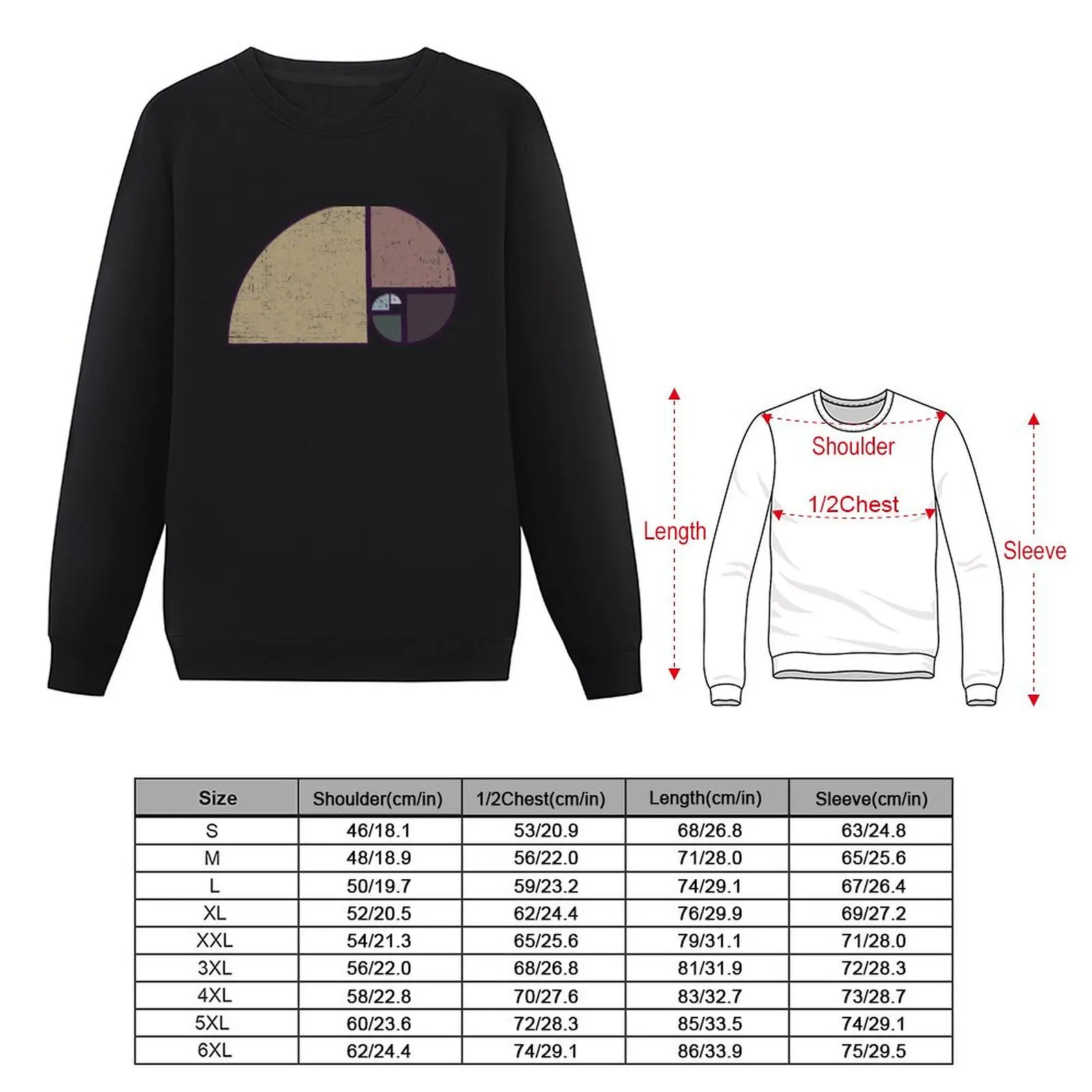 Fibonacci - The Golden Spiral in Geometry with Earth tones Sweatshirt korean clothes sweatshirts for men