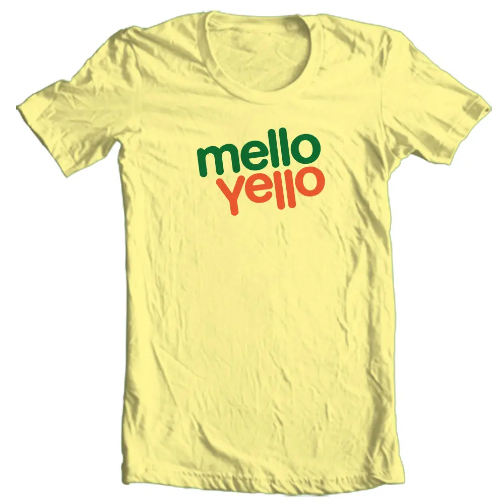 Mello Yello T shirt retro 80's soda adult regular fit yellow graphic tee