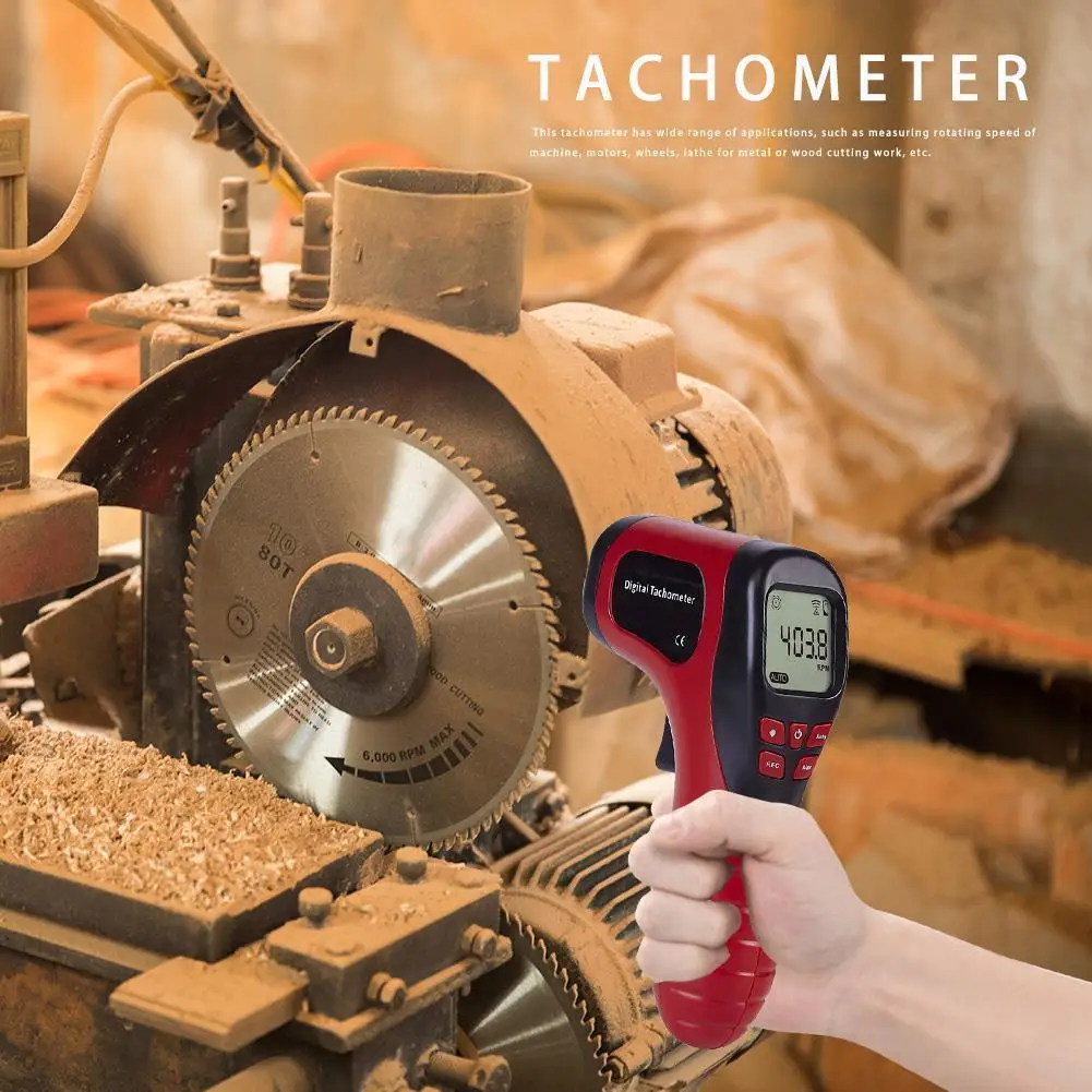 Handheld Digital Photo Tachometer RPM Meter 2.5RPM-99999RPM Non-Contact RPM Tach Speed Gauge Backlit LCD Display Diagnostic Tool