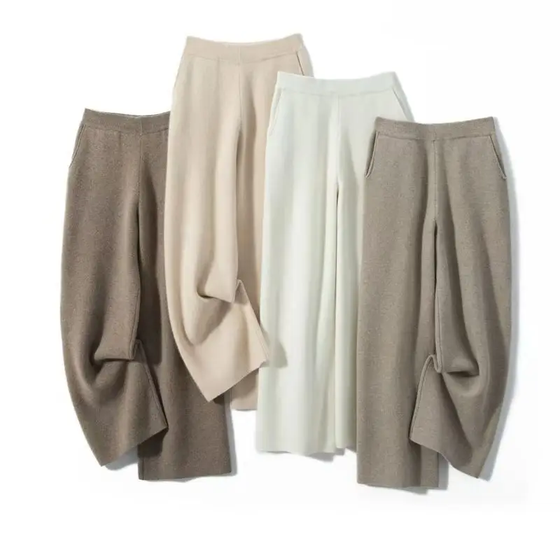 

Бежевые женские брюки, широкие женские брюки на молнии, новинка весны и лета 2025 года, модная элегантная офисная женская одежда со средней талией