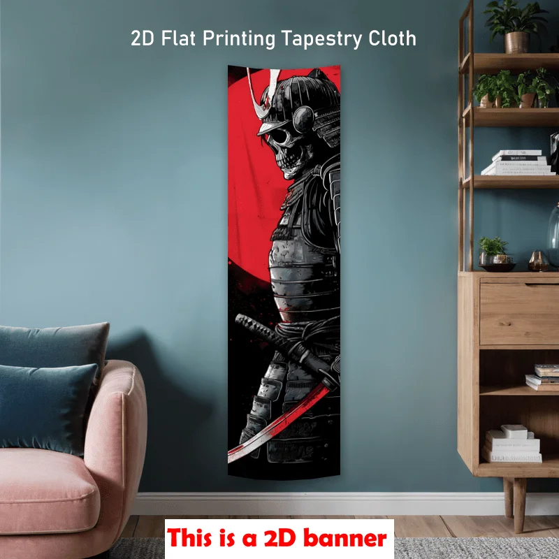 VIKAMA Samurai Skeleton Tapestry - Japanese Ukiyo-e Warrior Wall Hanging, Edgy Art for Men, Cool Bedroom Decor, Anime Cloth