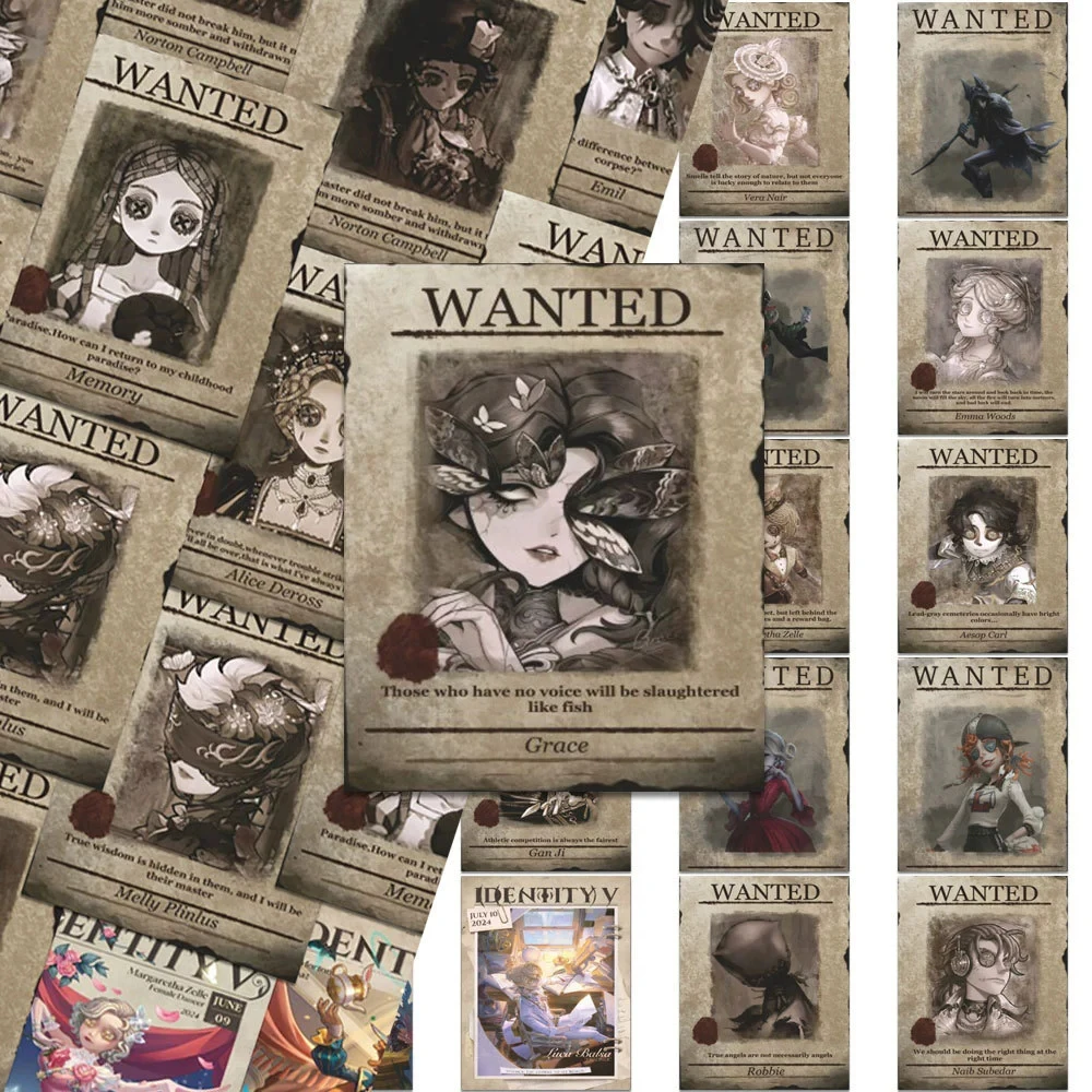 

10/30/64pcs Cartoon Identity V Wanted Poster Stickers Funny Game Graffiti Decals Skateboard Phone Luggage Waterproof Sticker Toy