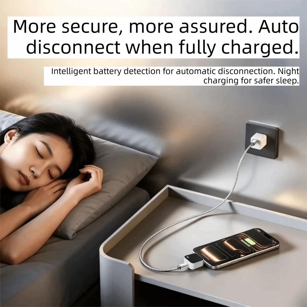 Type-C Auto Disconnect Charger Physical Cut-Off Automatic Power-off Overcharge Protection Adapter Full Stop Design