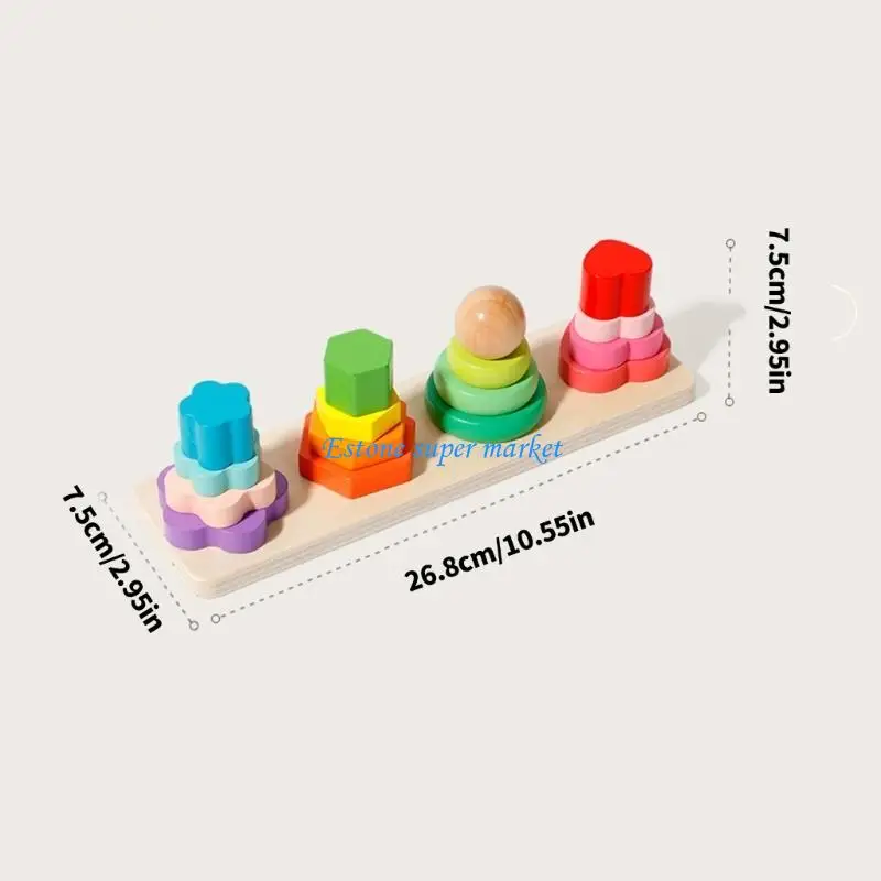 090B Sicheres und hölzernes Stapelspielzeug zum Sortieren geometrischer Formen, für die Sicherheit von Kleinkindern und für