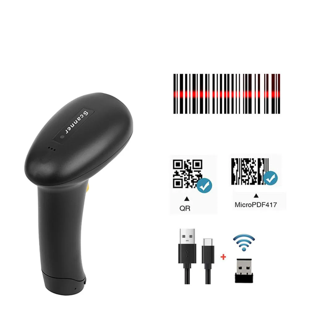 1D 2D Barcode Scanner Wireless Bluetooth Wired Handheld Bar Code Reader for Warehouse Logistics Supermarket Checkout
