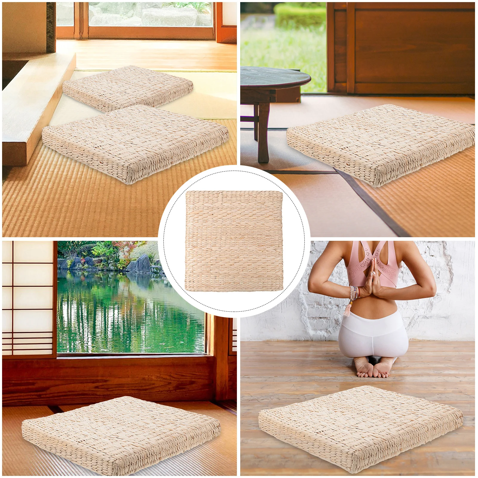 

1Pcs Handwoven Seat Floor Pad Natural Straw Meditation Cushion for Yoga Tatami Ground Sitting Comfortable Long-Lasting