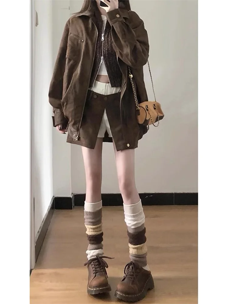 Jaqueta de Couro Vintage Fena, Estilo Biker, Corte Solto, Casaco de Outono, Nova Chegada, Moda, Tamanho Pequ, Roupa Ex...