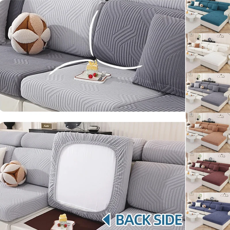 

1PC Jacquard Sofa Cover Solid Elastic Sofa Cushion Cover Anti-dust Removable A Pattern of Stripes Easy To Clean Couch Cover