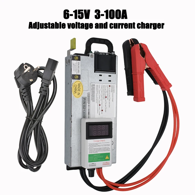 3-15v 3-100a 62a 12v 100a 60a 40a adjustable charger 12V/12.8v li-ion/lifepo4 Battery Fast charger with digital display screen