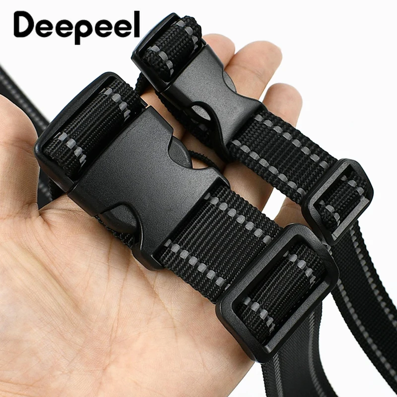 

15-38mm Reflective Nylon Webbing Plastic Release Buckle Adjust Slider Clasp for Making Backpack Strap Dog Collar Bag Accessories