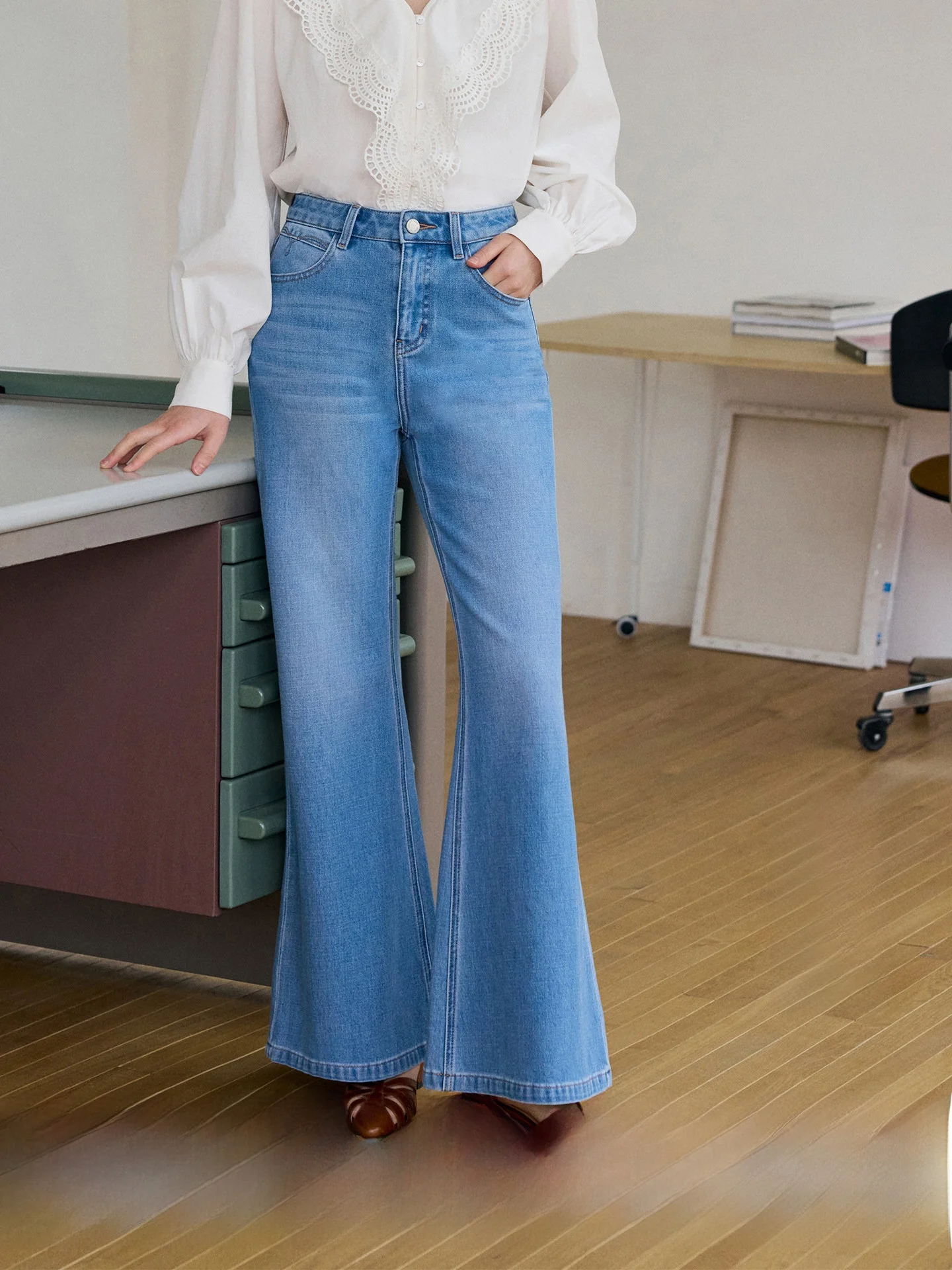 

HeyDress High Waist Slimming Micro Flared Jeans Women's Spring Summer Elastic Supermodel Straight Leg Jeans Versatile Pants