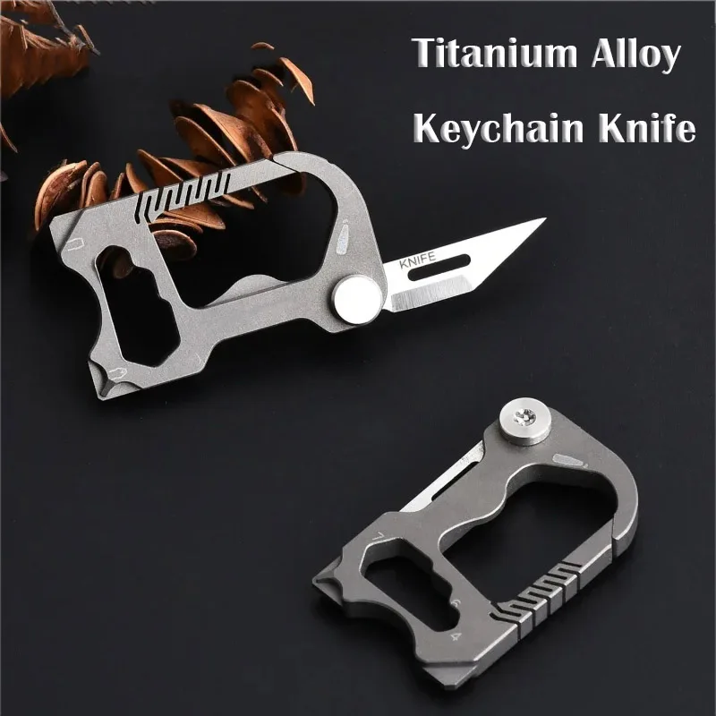 Titanium Alloy Multifunctional Folding Knife Keychain Bottle Opener Hexagon Wrench EDC Tool Straight Phillips Screwdriver