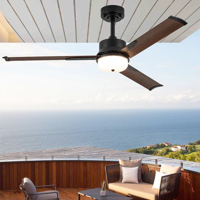 الحديثة سبائك الألومنيوم ورقة مروحة السقف ضوء في الهواء الطلق Sunroom مطعم مقهى شرفة جناح مقاوم للماء واقية من الشمس مصباح متغير #3