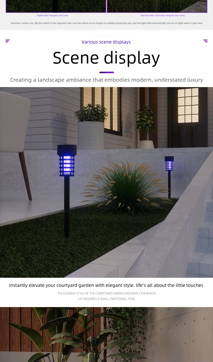 Solarbetriebener Insektenvernichter, wasserdicht, elektrische Mückenfalle, UV-Fliegenfalle für Garten, Terrasse, Hof, Camping, Insektenbekämpfungslampe – Detail 7