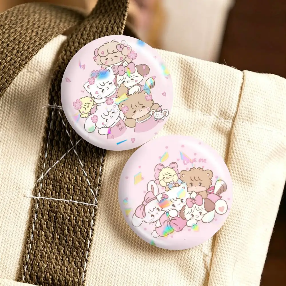 Cute Cat M-Mikkos Illustrations 25mm 32mm 44mm 58mm 75mm Brooches Badges Pins for Accessories