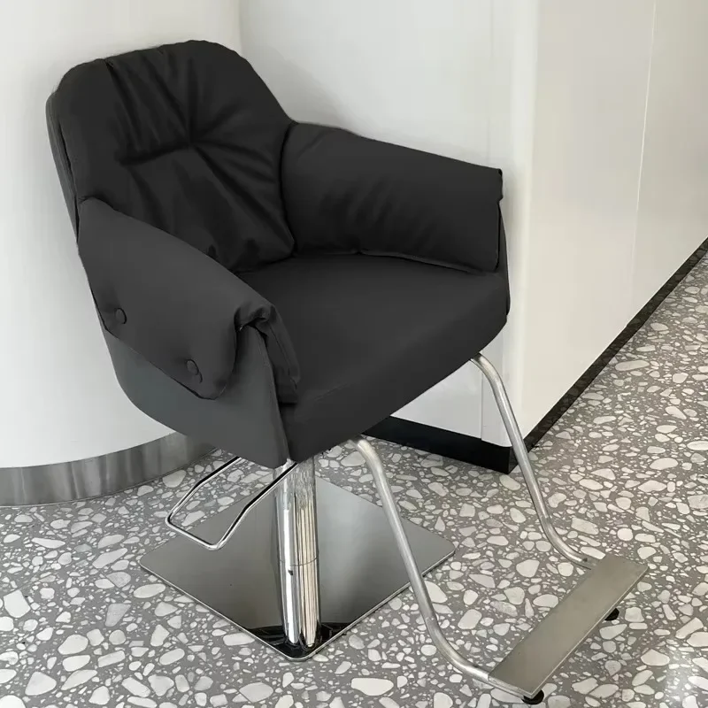 Gray Salon Unique Barber Chair Aesthetic Personalized Cushion Trendy Chair Classic Leg Rest Minimalist Swivel Cadeira Furniture