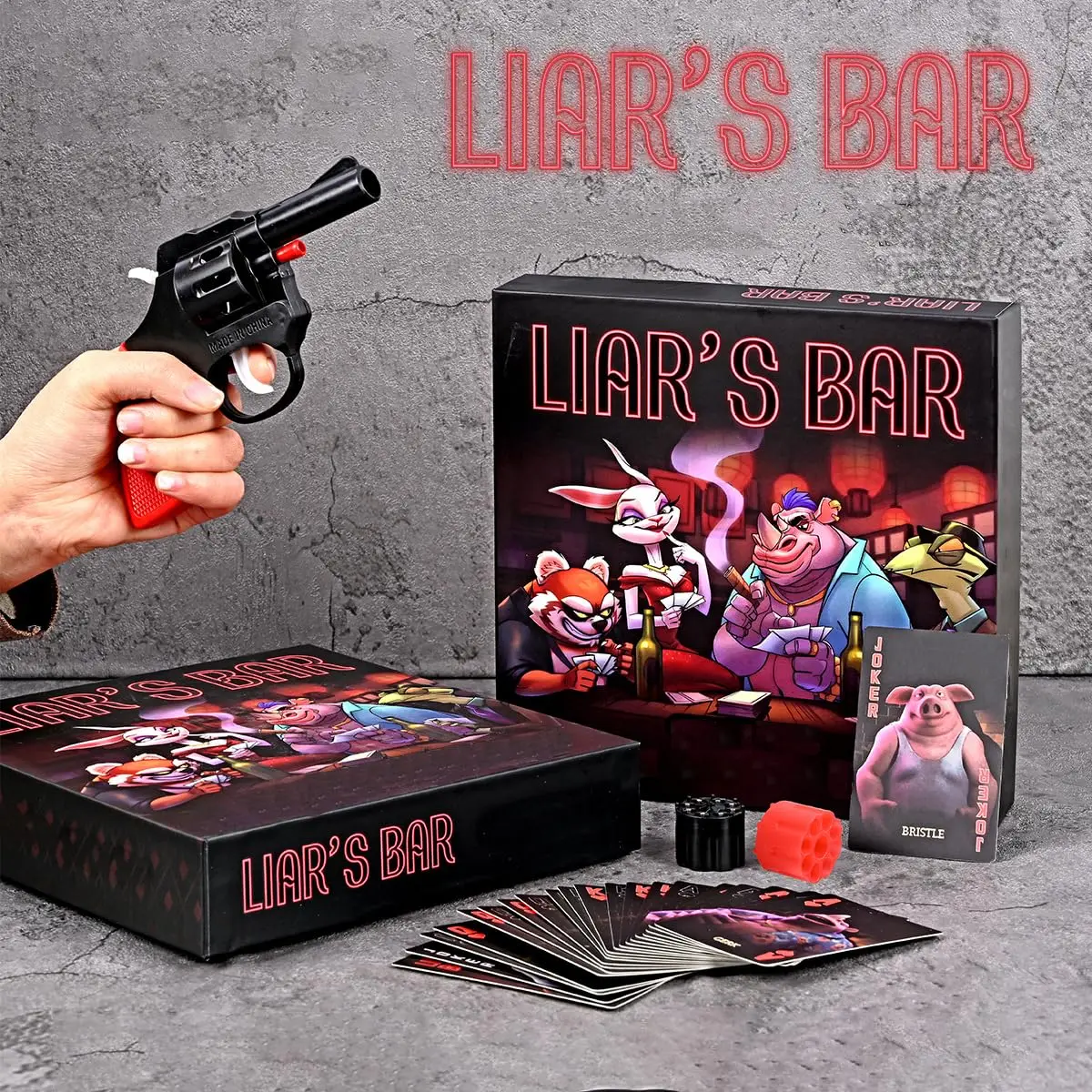 لعبة بطاقات الإستراتيجية الاجتماعية من Liar's Bar - 20 بطاقة بطاقات مصنوعة بخبر مع دعائم تحت عنوان لحفلات العطلات وملامب الأسرة #4