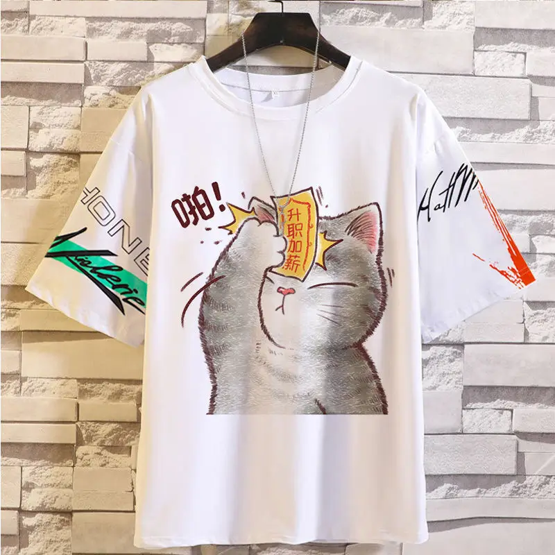 

Anime Game Summer Casual Short Sleeve T-Shirt Creative Clothes Cute Cat Student Tops Trendy Print