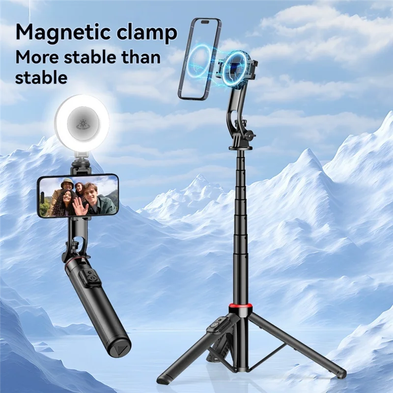 

AED5-Mobile Phone Selfie Stick Magnetic Real-Time Support Bluetooth Photography Tripod Mini Fill Light Telescopic Pole Stand