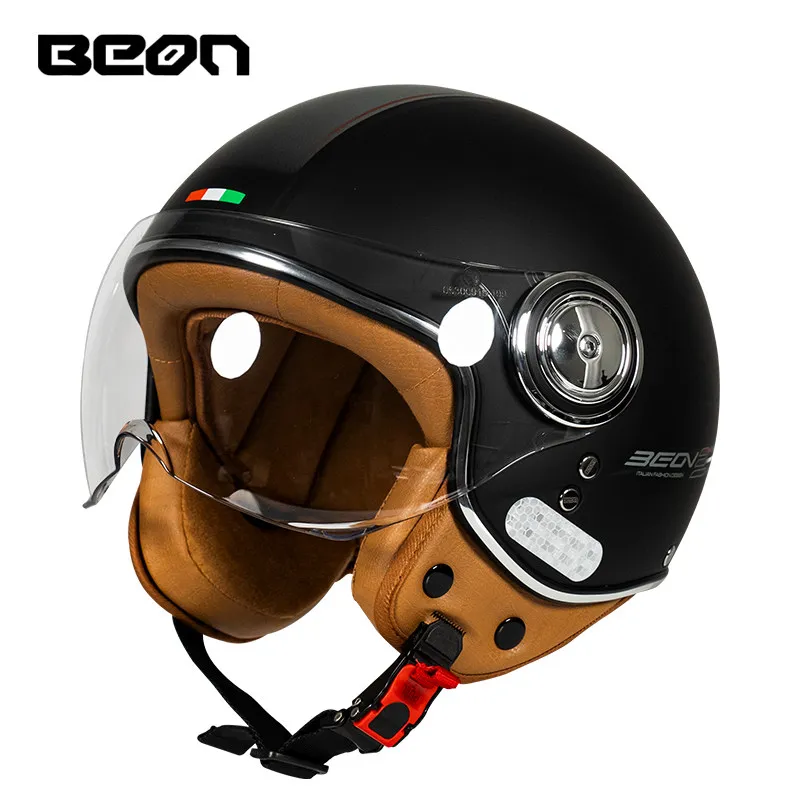 Beon Motorhelm Chopper 3/4 Open Gezicht Vintage Moto Helm Moto Capacete De Moto Mannen Vrouwen Moto Scooter Motorhelm