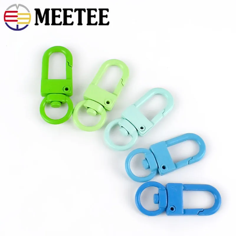 Meetee 10/30/50pcs 34*13mm Metal Spring Swivel Ring Buckles Bags Strap Key Chain Snap Clip Hook DIY Jewelry Craft Accessories